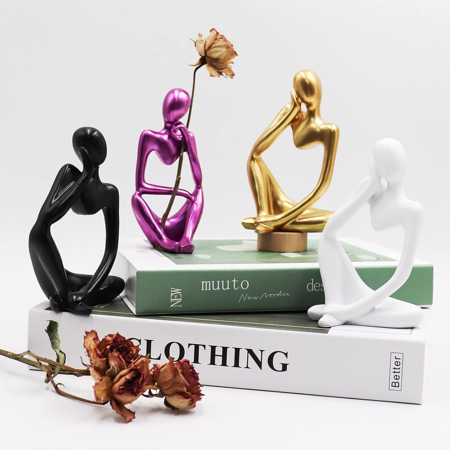 Thinker Statues and Sculptures, Resin Thinker Statue Ornaments, Abstract Style Sculptures, Housewarming Gifts, Housewarming Decorations, Living Room Dining Desk Decorations(Gold Right, Small)