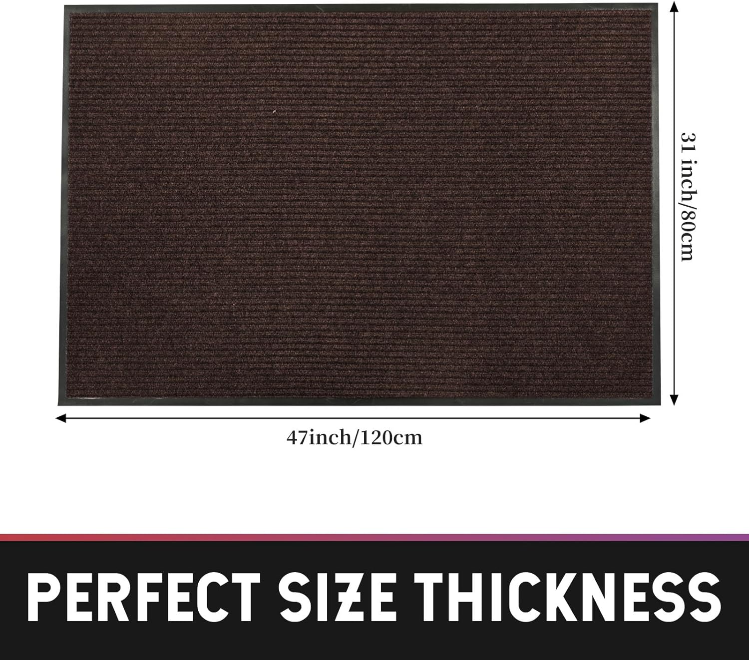 fani 2 PCS Heavy Duty Large Outdoor Indoor Entrance Doormat Brown Waterproof Low Profile Entrance Rug Front Door Mat Patio Anti-Skid Rubber Back, 31x47 inch (Brown)