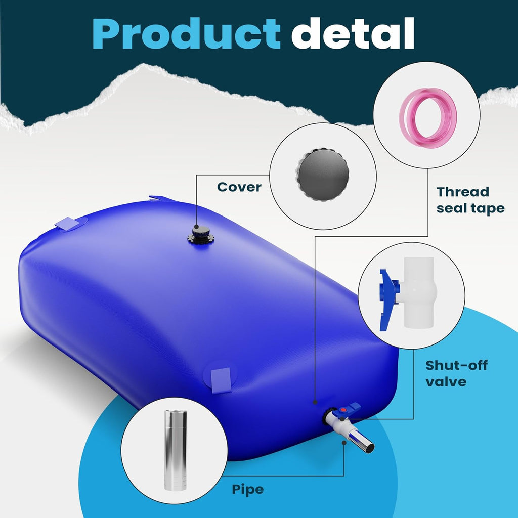 Large Capacity Water Storage Bladder Containers, Bladder Tank for Drought Resistance, Fire Prevention, Emergency Water, Agricultural Irrigation Outdoor (110L/29Gal, Blue)
