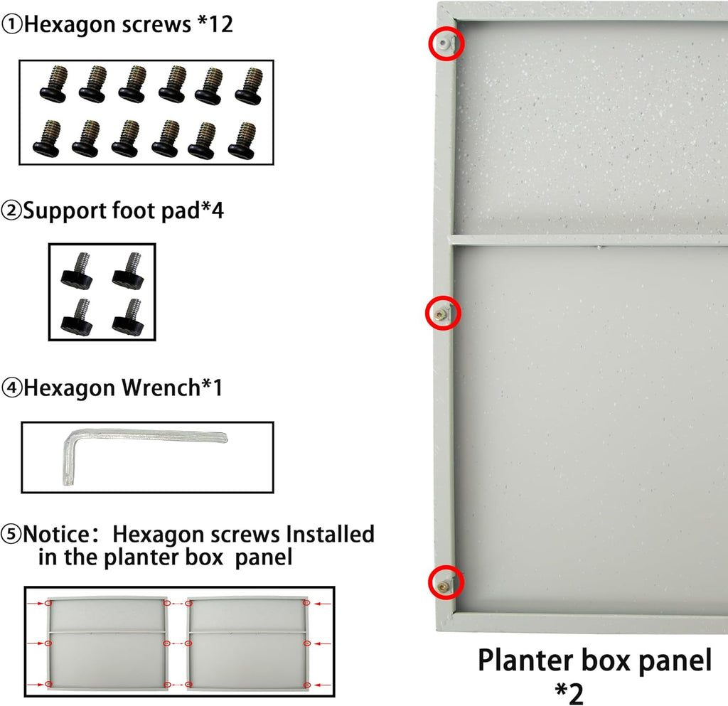 Metal Planter Box Rectangular Planter, 35.5" Lx 10" Wx 28" H Terrazzo White Large Planters with Drainage Holes, Galvanized Steel Tall Planters for Patio/Porch