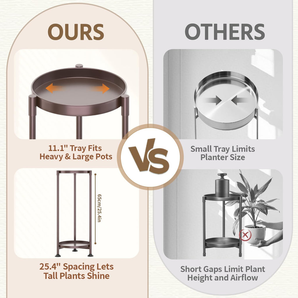 LASZOLA 2 Tier Bronze Plant Stand Indoor for Large Tall Heavy Duty Flower Planter, Metal Vertical Multi Level Rack for Narrow Floor Corner, Sturdy Round Holder Organizer, Modern, Mid Century, Farmhouse