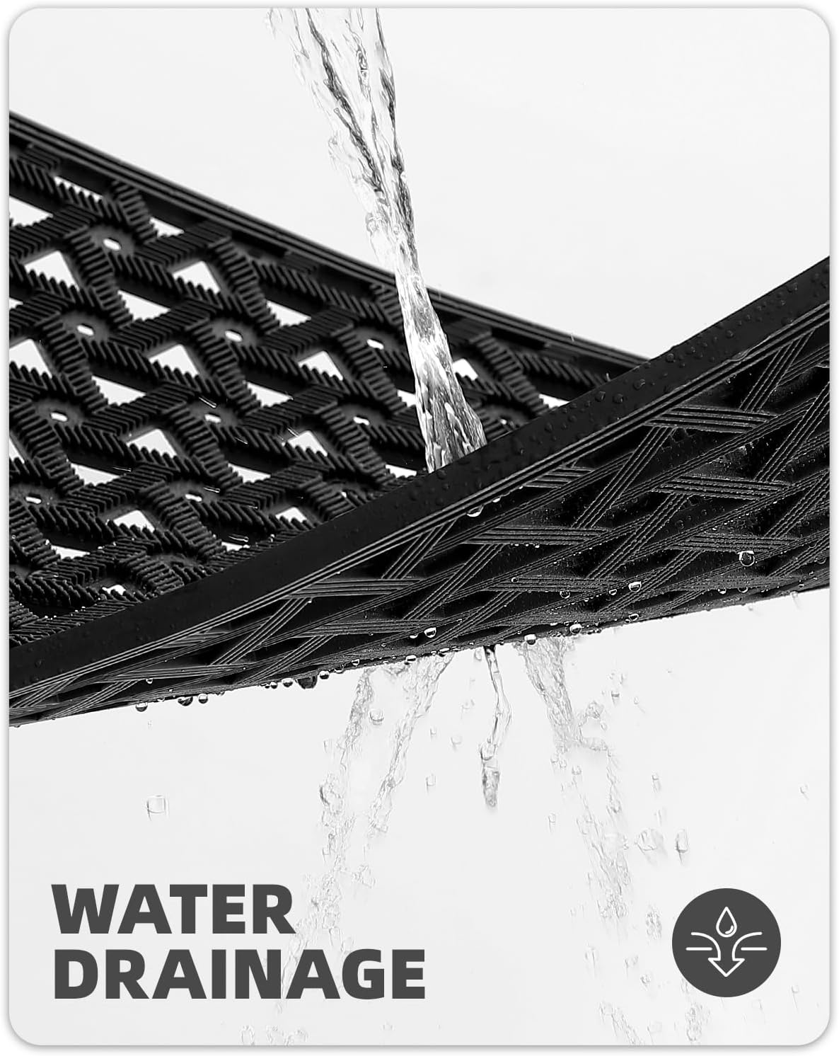 Color&Geometry Door Mat Outside Entrance with Drainage, Rubber Heavy Duty Dirt Trapper Waterproof Outdoor Welcome Mat, Outdoor Mats All Weather for Front Back Door Patio Entryway Entry, 24"X36" Black