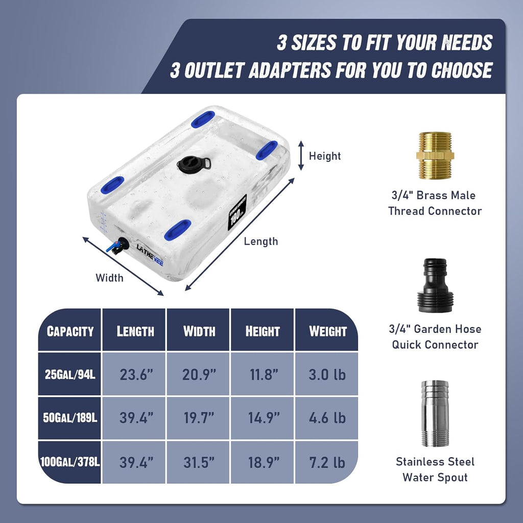 Water Bladder Tank 25 Gallon Portable Storage Bladder Collapsible Water Storage Bag for RV, Camping, Garden Watering, Agricultural Irrigation, Drought Resistance, Firefighting