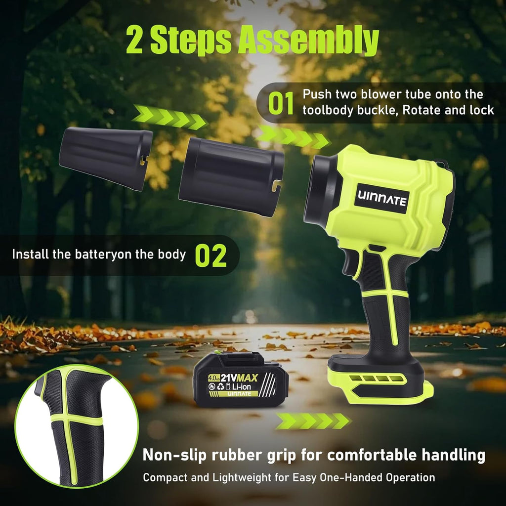 Leaf Blower Cordless with 1 Pack Battery and Charger, Electric Blowers for Lawn Care & Garden, 21V 4000mAh Battery Powered Leave Blowers, Lightweight Handheld Blower for Patio, Car, Dust, Driveway