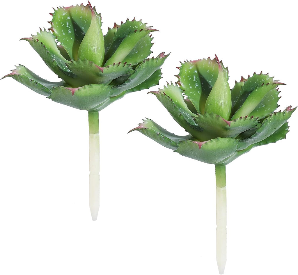 Duovlo Artificial Succulent Plant 7.08 Inch Faux Succulents Agave potatorum Flower Arrangement Craft Wall DIY Materials Pack of 2 (Green)