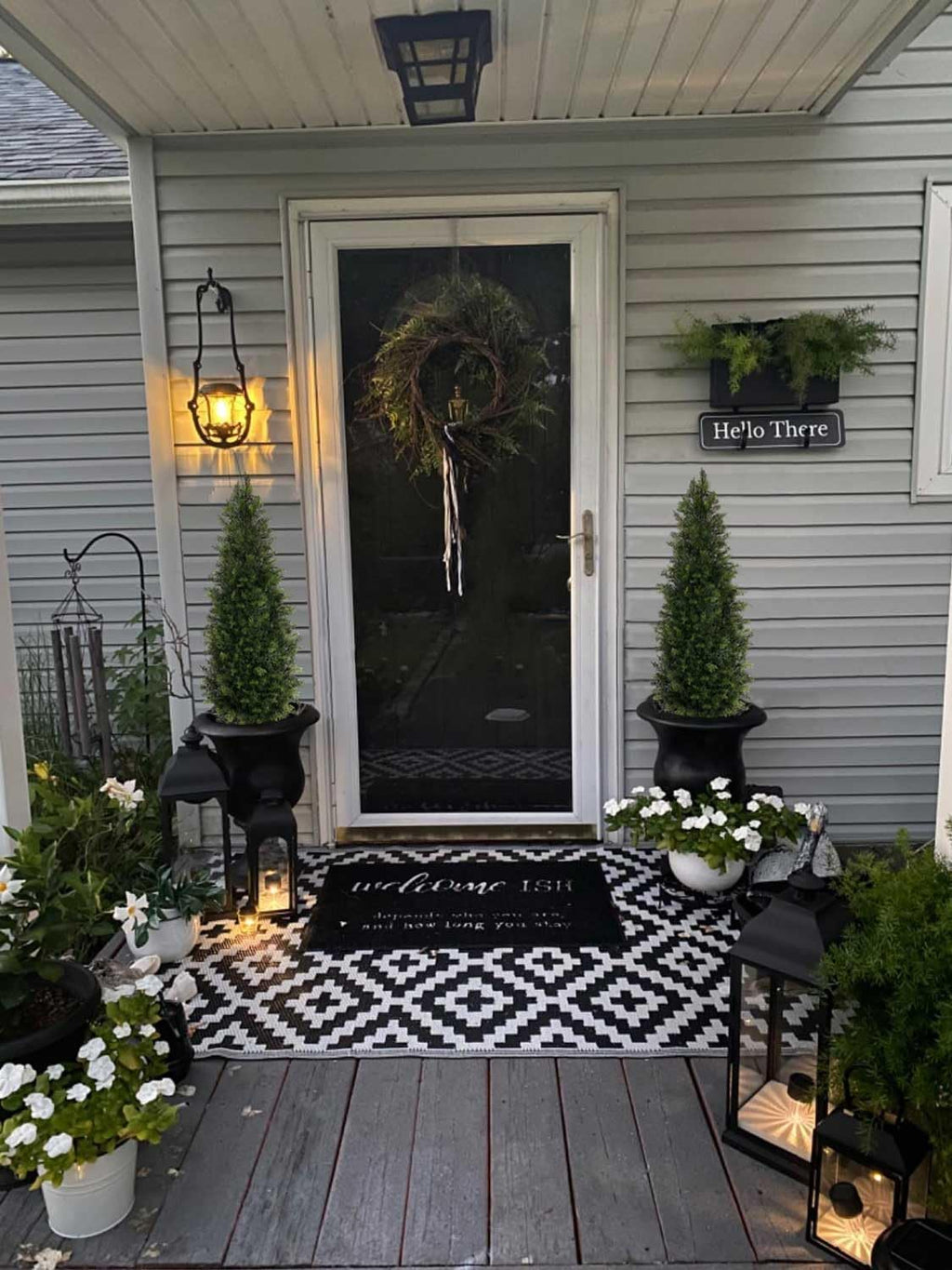 Aveyas 4ft Artificial Cedar Topiary Trees for Outdoor Front Porch Door, 4 Feet Faux Potted Plants Evergreen Fake Pine Cypress Tree for Outside Home Decor (4 ft Tall) - Set of 2 Pack