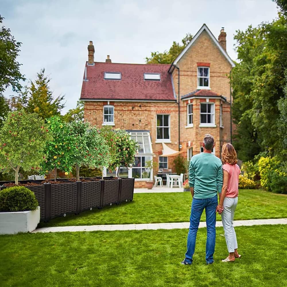 Large Planters for Outdoor Plants Raised Garden Bed Elevated Rectangular Garden Box Kits for Gardening, Vegetables, Flowers and Herbs in Backyard Patio Balcony