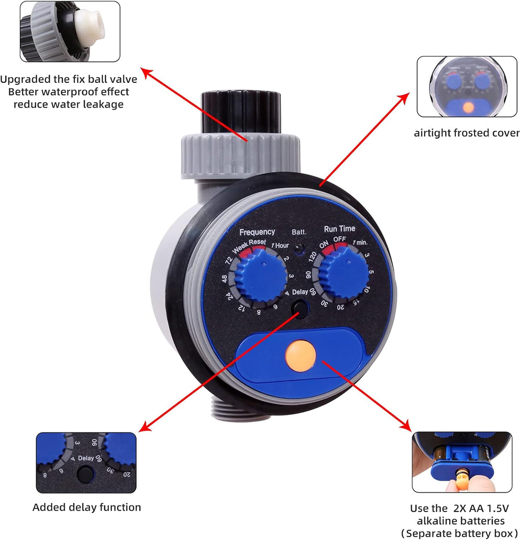 Sprinkler Water Timer Programmable Garden Zero Pressure Waterproof Irrigation Controller Hose Timer for Outdoor Lawns & Garden Blue