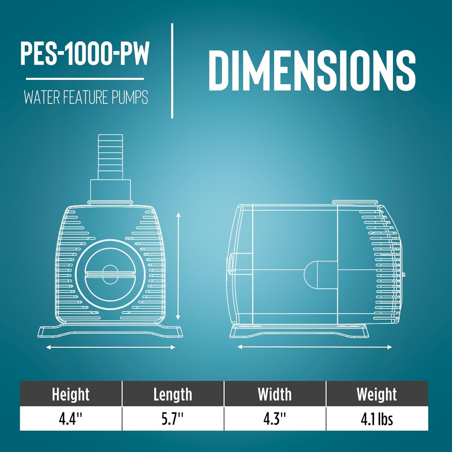 Little Giant PES-1000-PW 115-Volt, 1150 GPH Magnetic Drive Fountain/Pond Pump with 15-Ft. Cord, Black, 566722