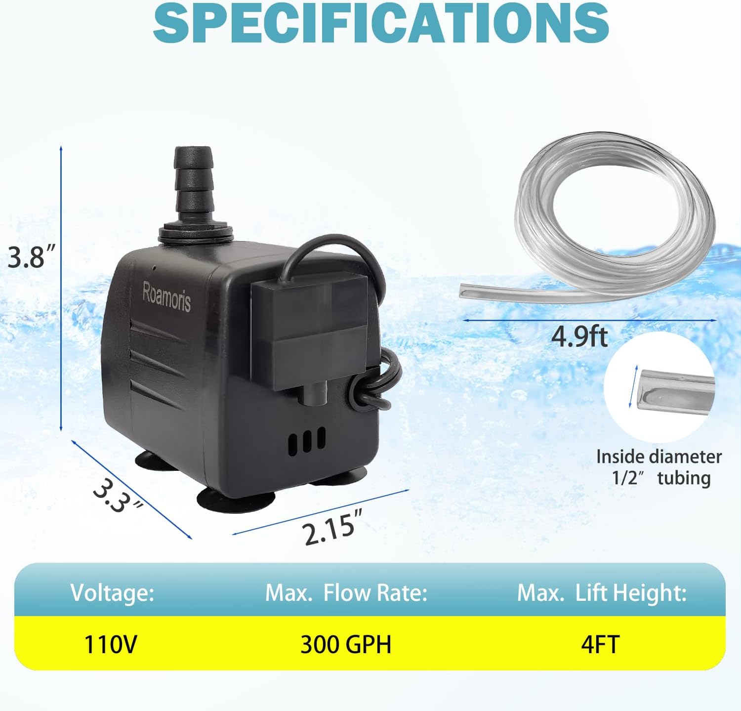 Automatic Submersible Pump With Level Sensor,110V Fountain Water Pump For Pond, Aquariums,Fish Tank, Hydroponics,PM05