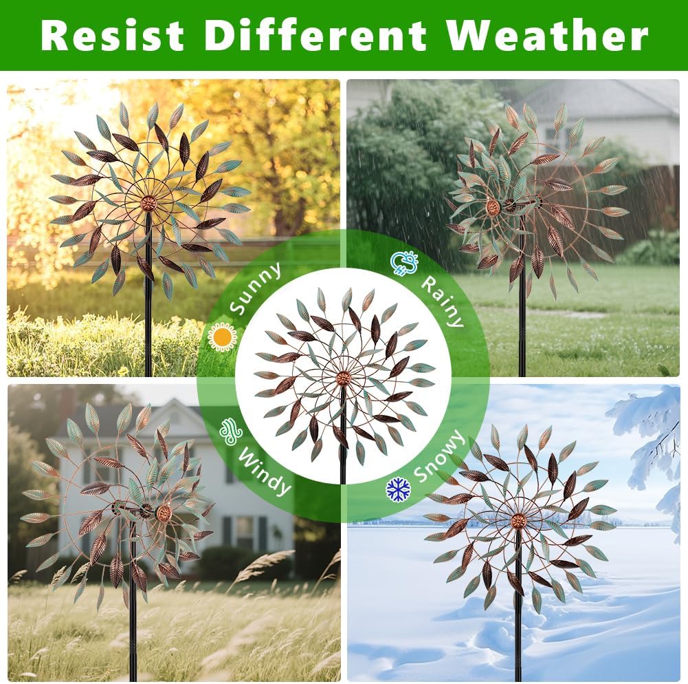 VEWOGARDEN Large Kinetic Wind Spinners Outdoor Metal Leaf Wind Sculptures & Spinners for Yard Garden Lawn Patio Decorations