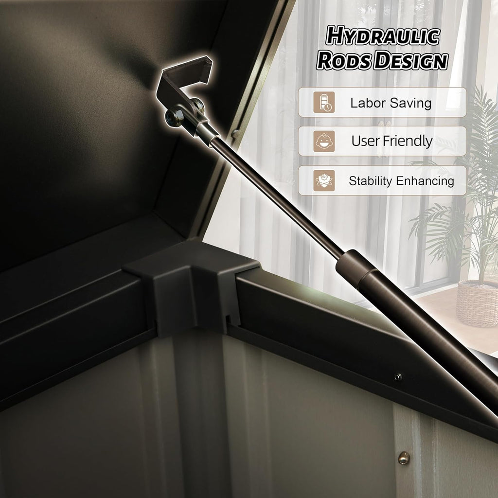 Metal Outdoor Storage Box,160 Gallon Waterproof Large Deck Box, Lockable Heavy Duty Home and Outside Storage Cabinet/Bin Container for Patio/Poolside/Backyard Cushions, Pillow -Brown