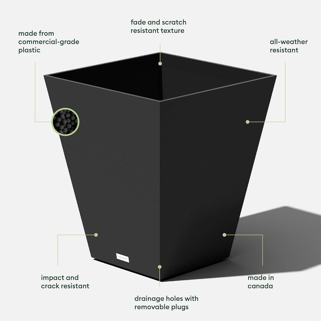 Veradek Pure Series Nobleton Plastic Planter - Large Pots for Indoor or Outdoor Porch/Patio | Durable All-Weather Use with Drainage Holes | Modern Planter Décor for Flowers, Shrubs, Trees