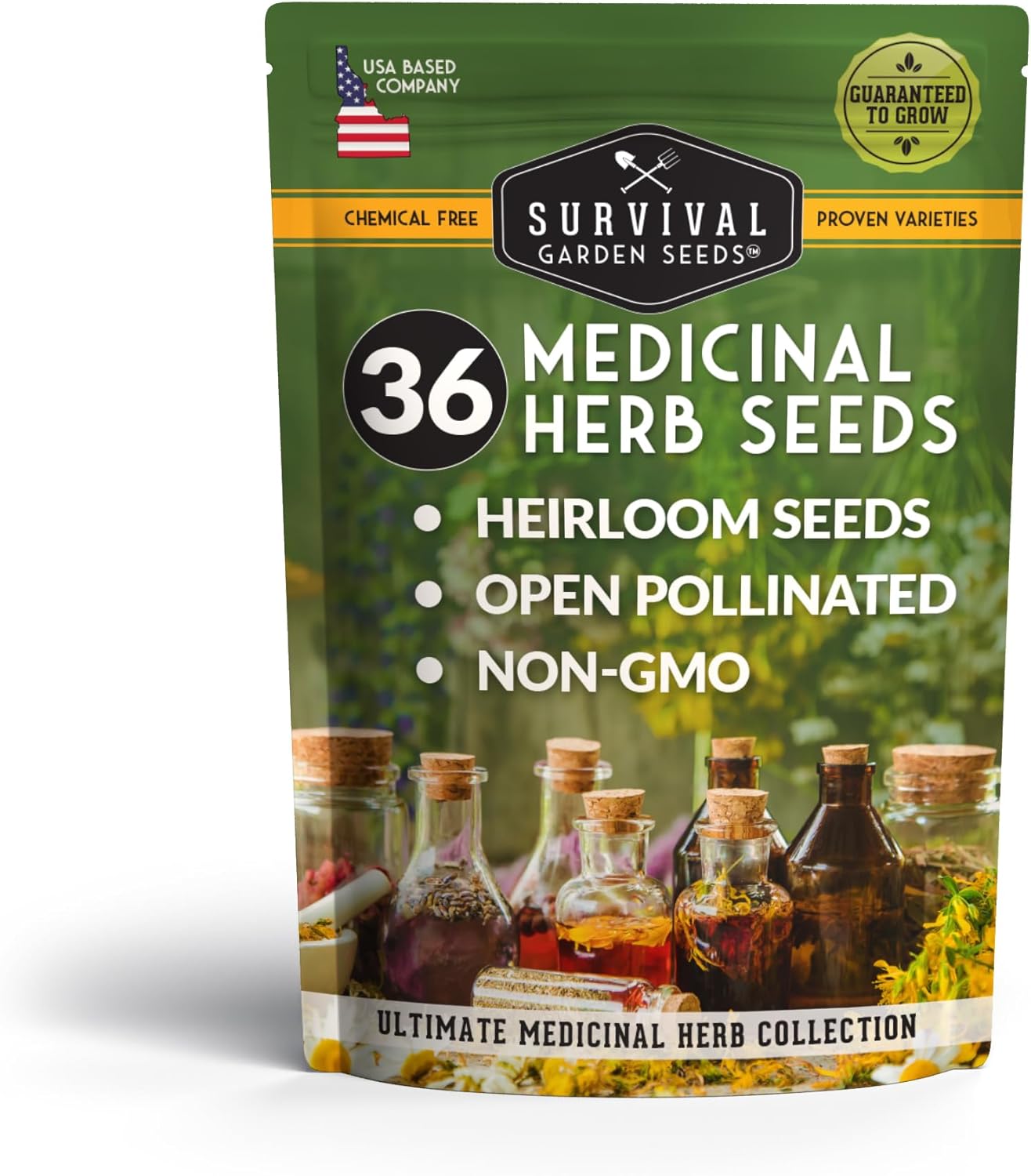 Ultimate Medicinal Herb Seeds Variety Pack – 36 Heirloom Varieties, 28,000+ Lavender, Calendula, Echinacea, Peppermint, Yarrow – Non-GMO Garden Kit by Survival Garden Seeds