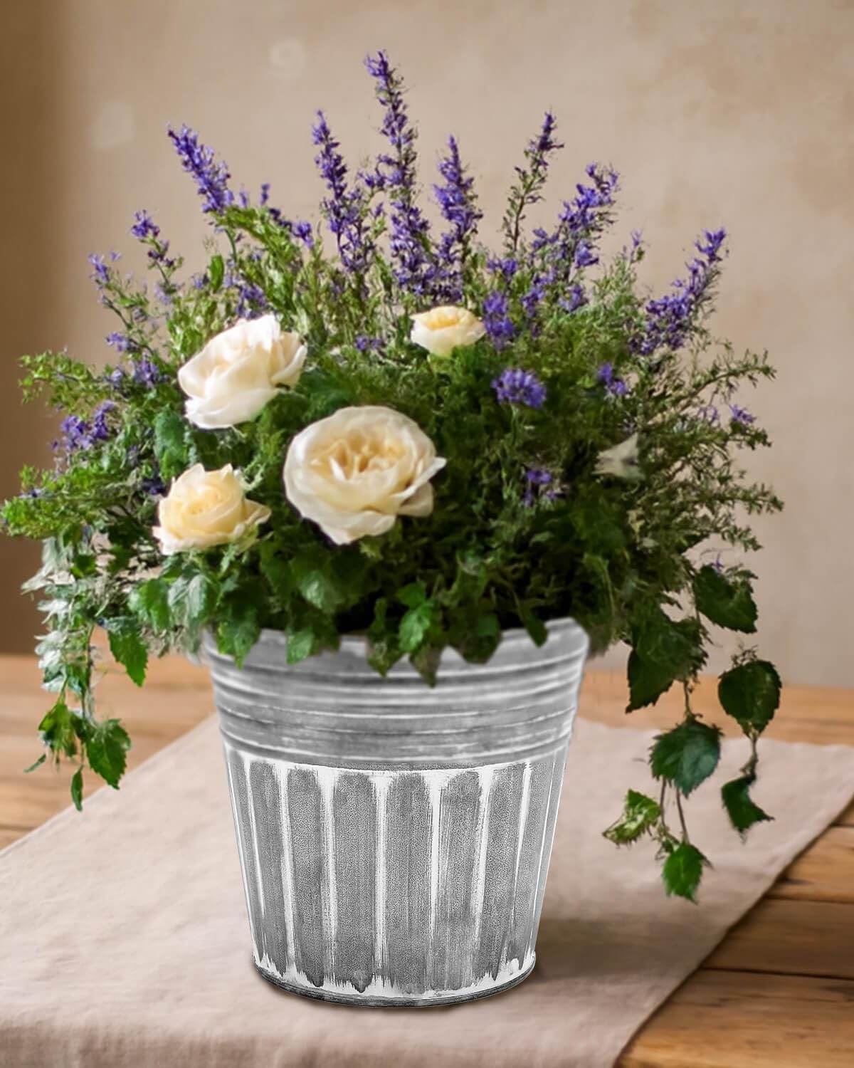 6 Inch Silver Metal Rustic Flower Pots - 6Pcs Galvanized Planters with Drainage Hole and Rubber Plug, Rustproof Metal Bucket Plant Pots Farmhouse Vintage Style for Decor