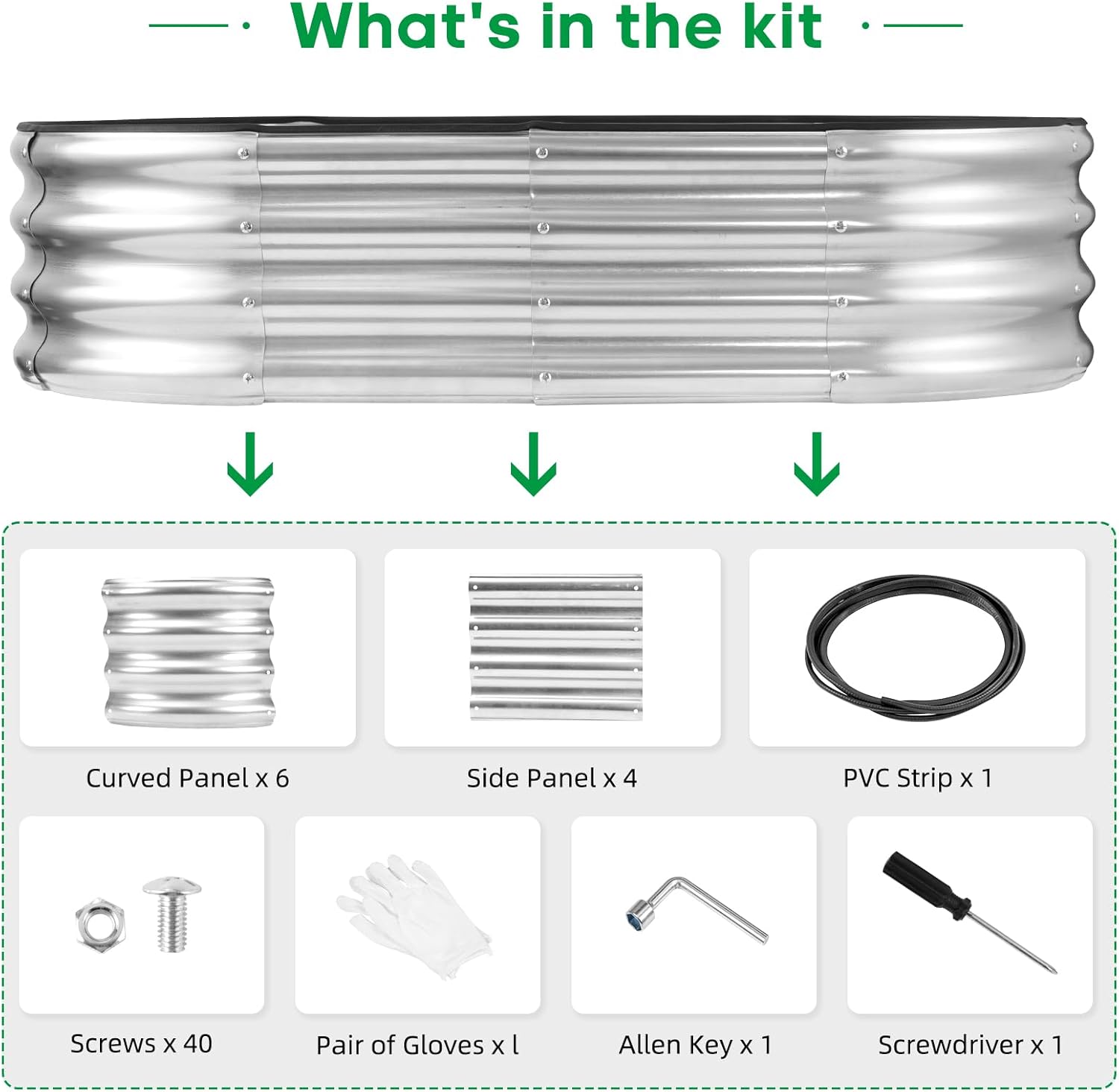 JERIA Raised Garden Bed,Galvanized Raised 4×2×1ft Planter Boxes Outdoor with Easy Assembly, Large Garden Bed for Vegetables, Fruits, Flowers