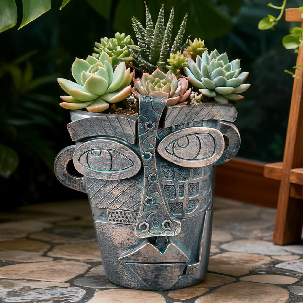 Large Flower Pots Colorful Face Planters Head Planter, Modern Abstract Funky Plant Pots Indoor&outdoor Garden Plant Ornament Show Pieces, Cute Eclectic Flower Planters Pots for Shelf Centerpieces