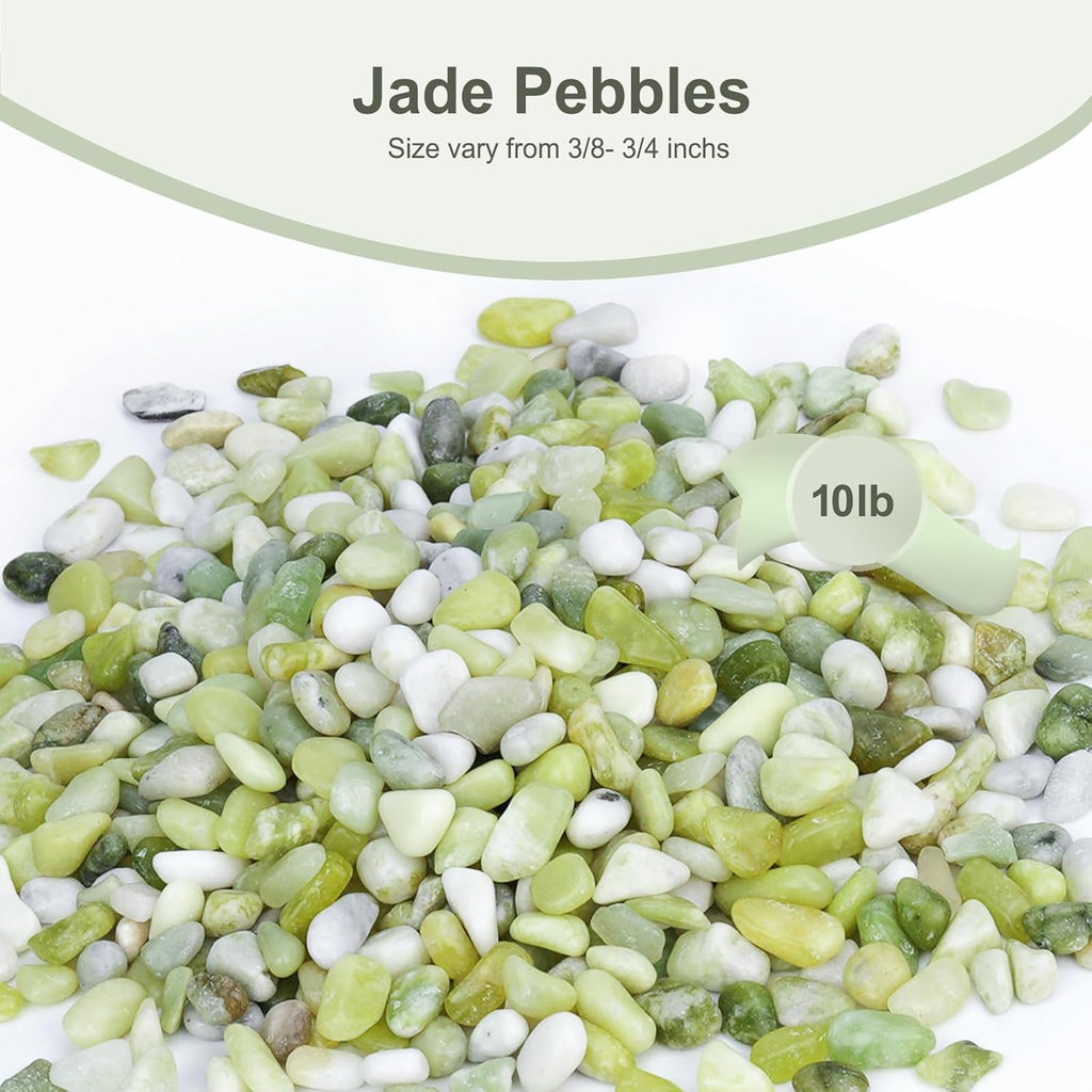10 lbs Jade Pebbles for Indoor Plants, Decorative Pebbles for Bamboo, Vase, 3/8" Plant Gravel for Pots Indoor, Highly Polished Small River Rocks