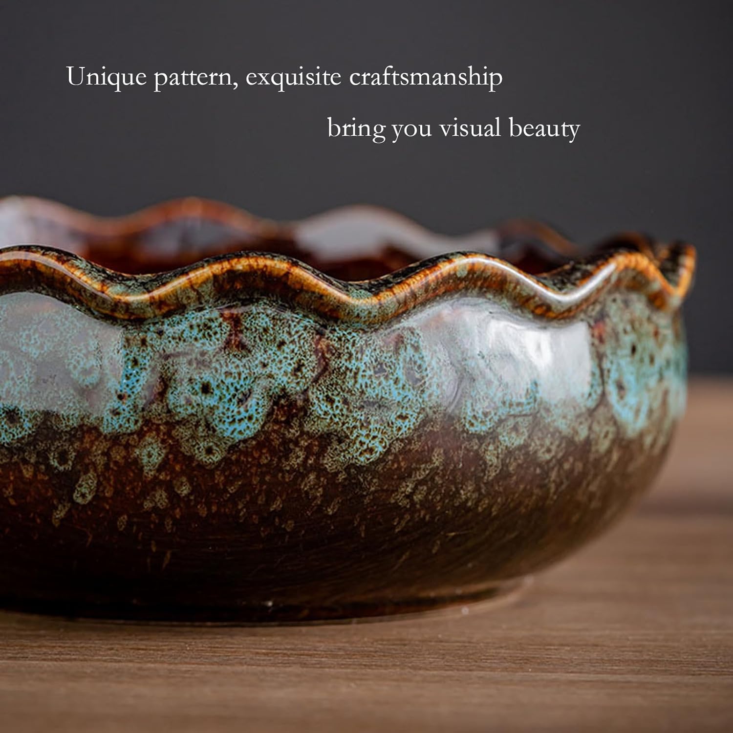 RUIGO Lotus Flower Bowl,Aquatic Planter Bowl,Bonsai Pots with Lotus Flower Design,Ceramic Lotus Flower Bowl,Perfect for Growing Hydroponic Plant,Decorative Bowl for Home,Garden