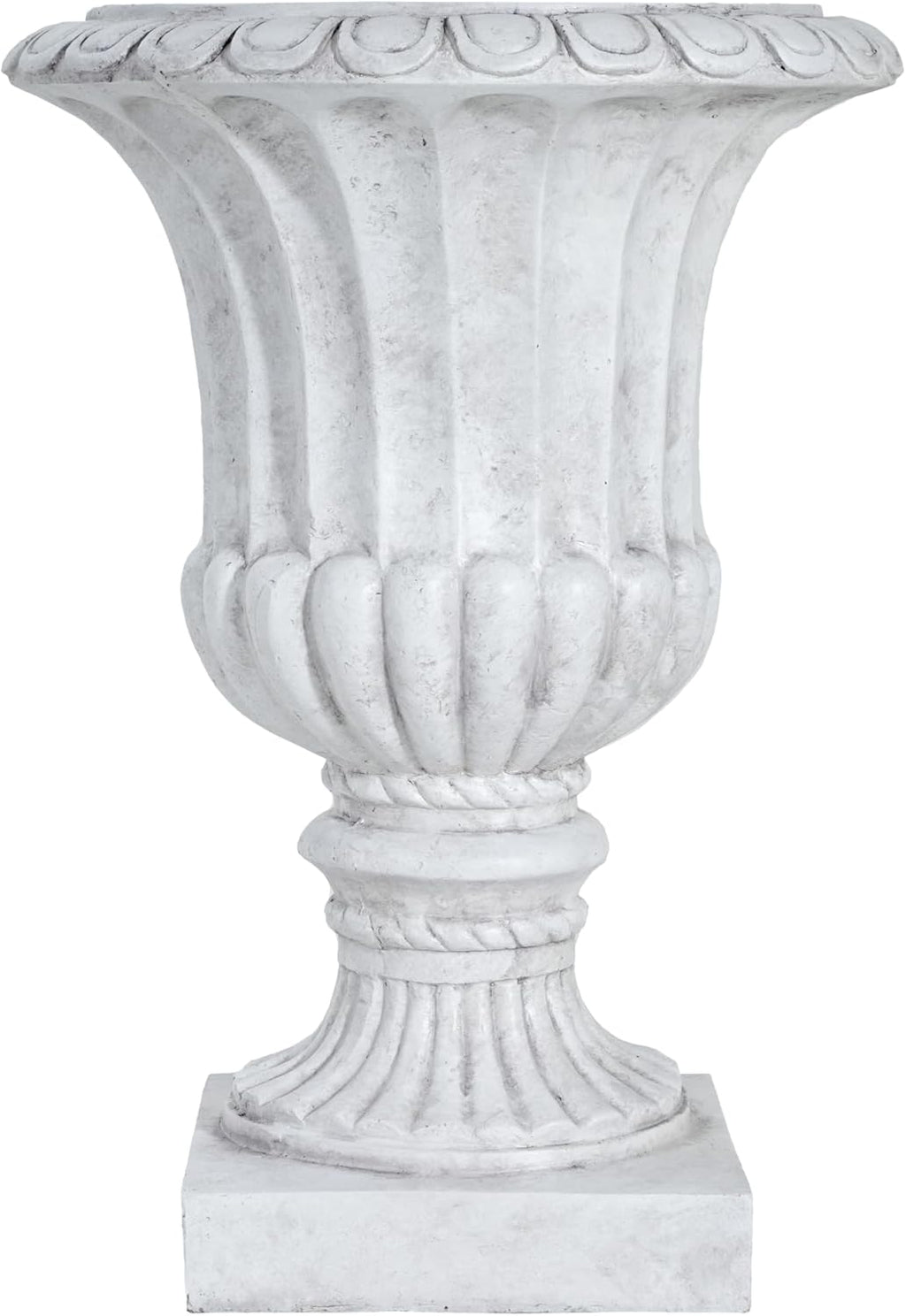 Christopher Knight Home Stella Outdoor Urn Planter with Drainage Hole, Mid-Century Modern Garden Urn, Large Garden Pot, Floral Relief Design, Sturdy MGO Outdoor Planter, Flower Urn, Antique White