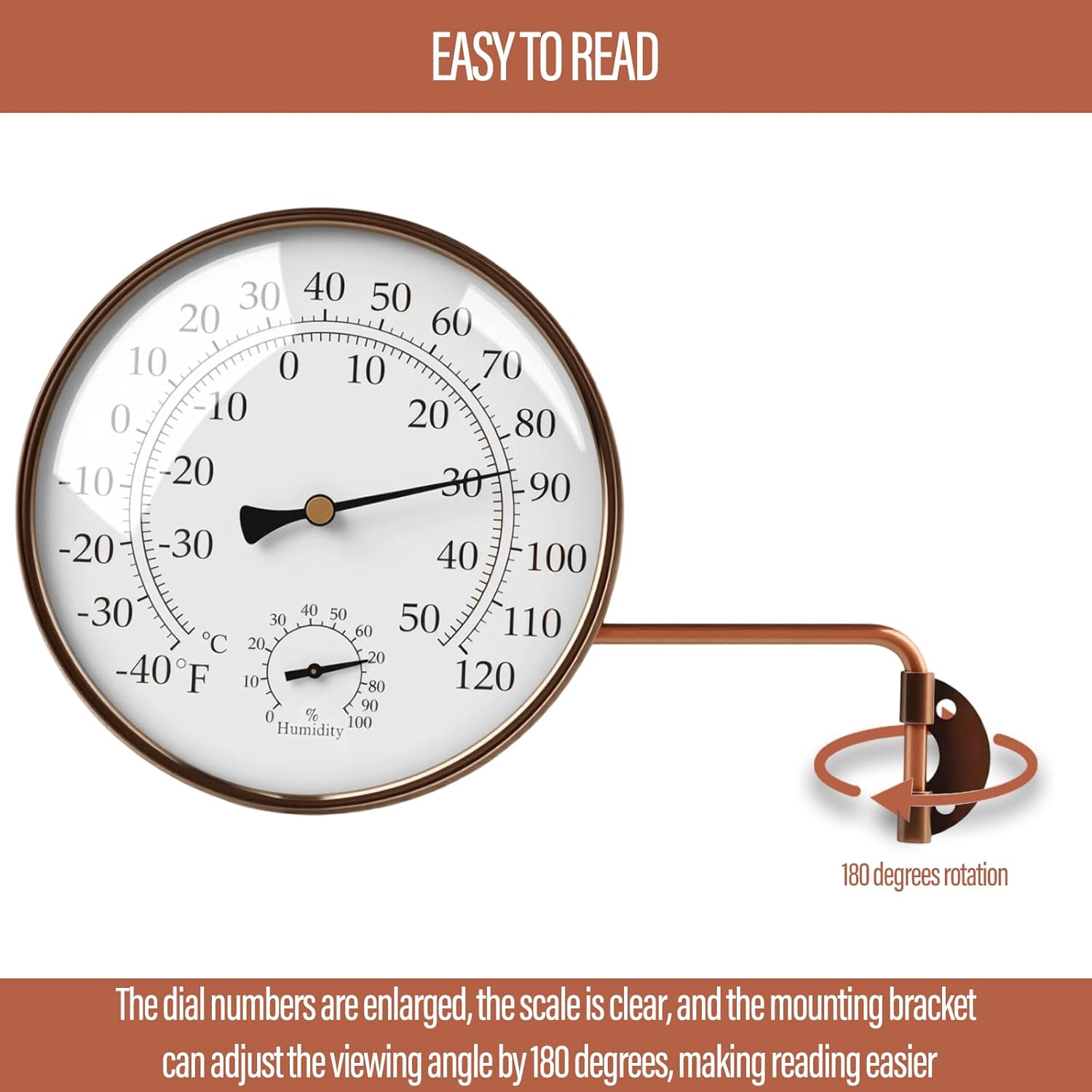 6 INCH Outdoor Thermometer, Decorative Outside Thermometer for Patio,Window,Greenhouse and Garage