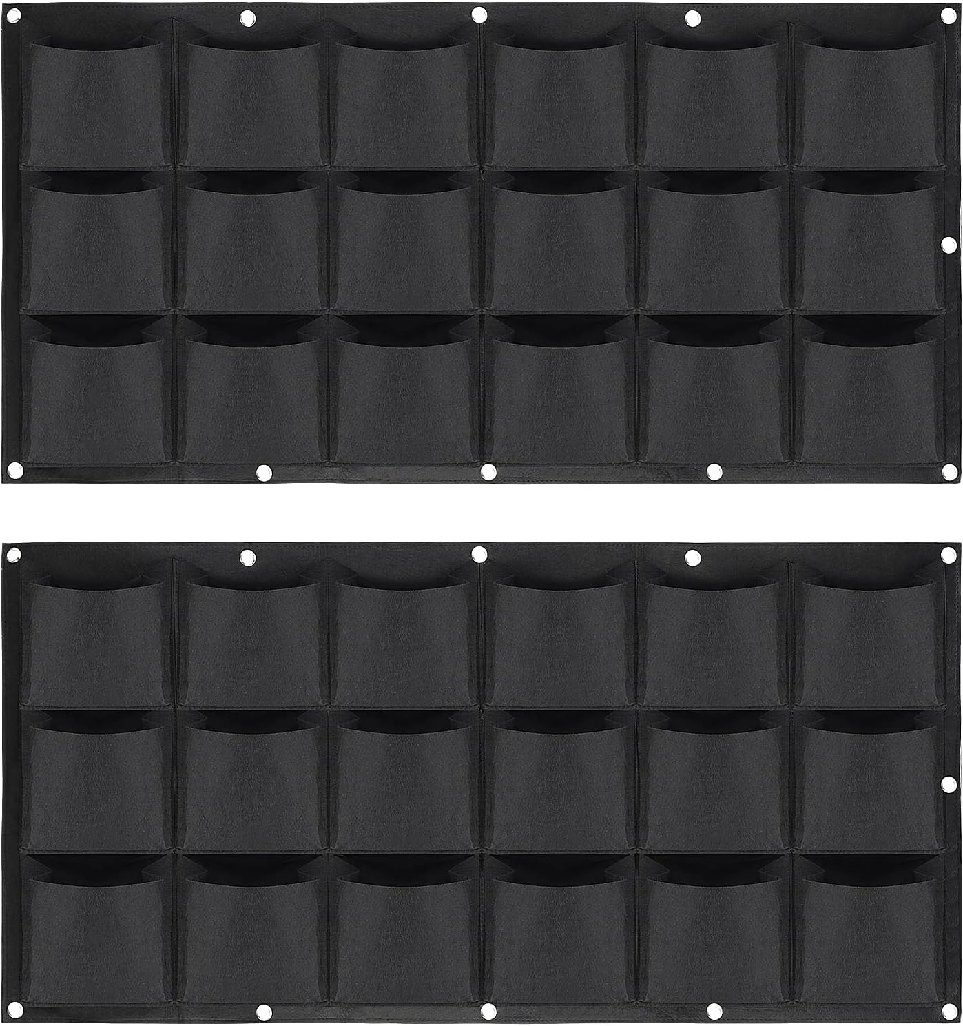 ZOENHOU 2 Pack Total 36 Roomy Pockets Horizontal Garden Planter, Waterproof Wall-Hanging Flower Pot Bags, Felt Wall Mount Balcony Planter Pouch for Herbs, Succulent, Flowers and Vegetables