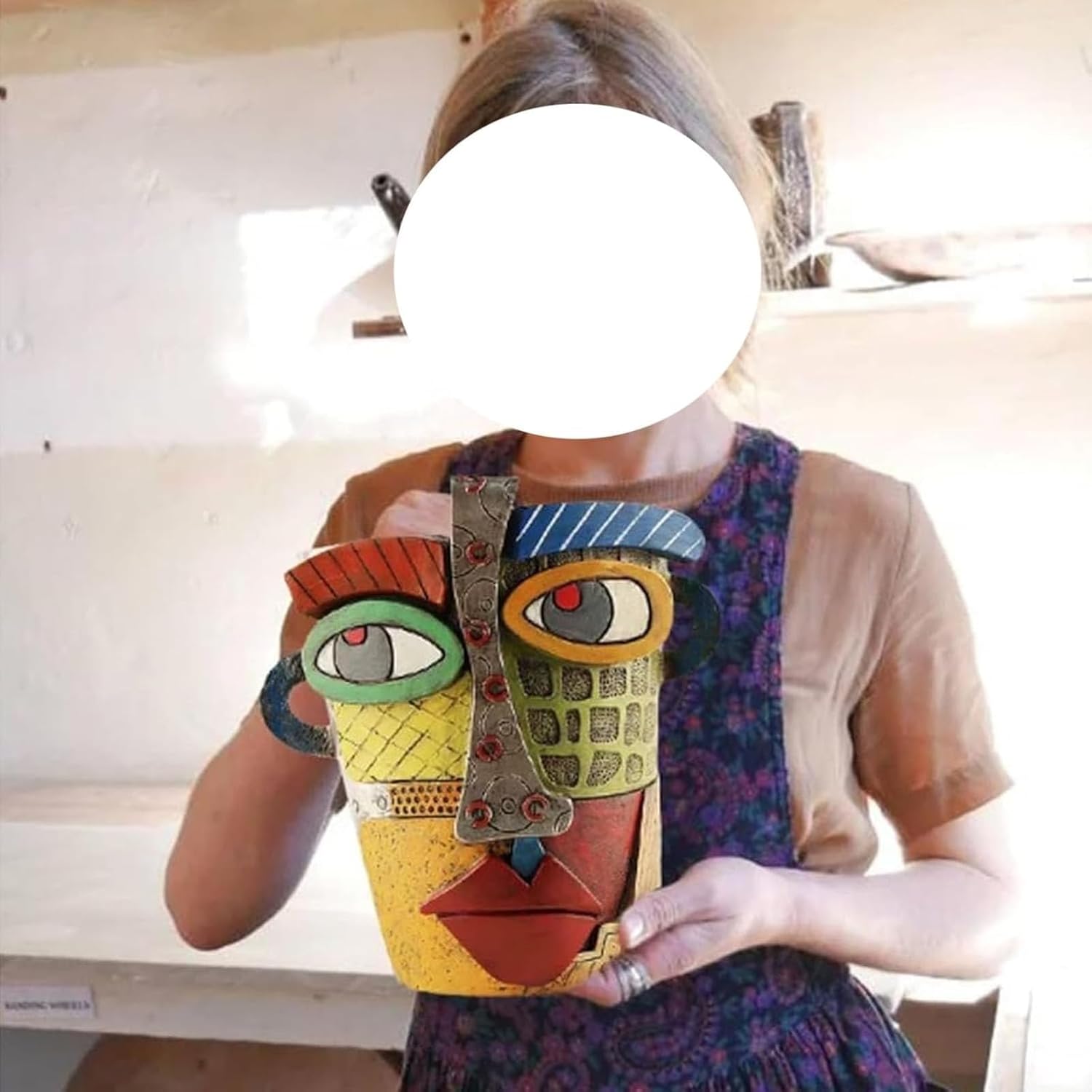 Picasso Pot, Face Planters, Plant Pots Sanxingdui Style, Abstract Head Planter, Handcrafted Planter Resin - Cute and Funky(Modern)