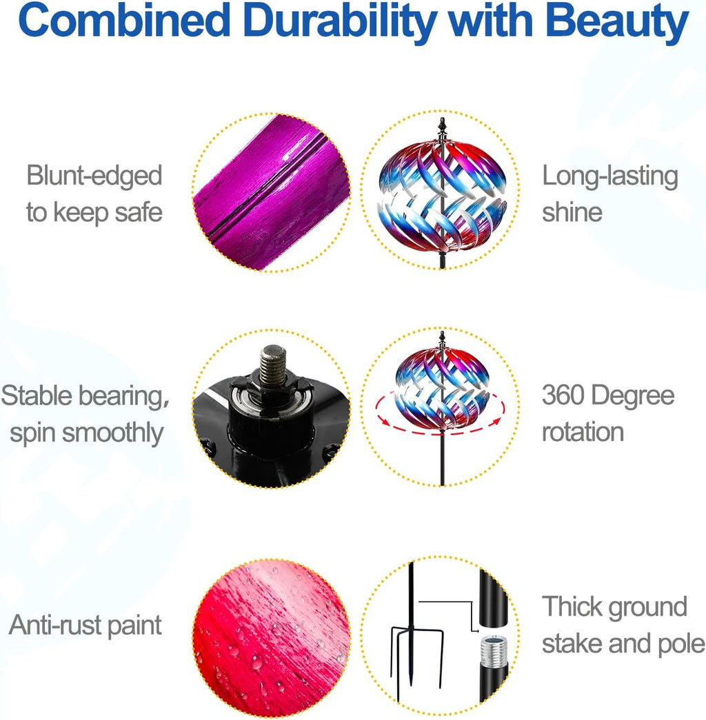 LimeHill Wind Spinners Outdoor, 84" Large Metal Wind Spinners for Yard and Garden, Wind Sculptures & Spinners with Stake, Windmill for Yard Ideal Gift for Family Friends