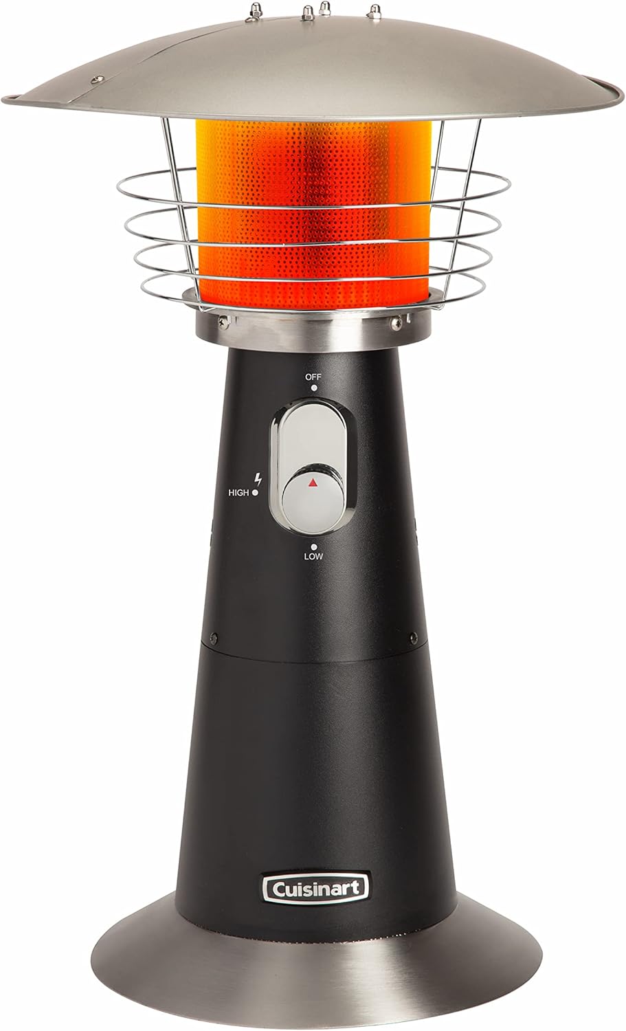 Cuisinart Portable Tabletop Patio Heater, 11,000 BTU Outdoor Propane Heater with Safety Tilt Switch and Adjustable Heat, Burner Screen Guard, 30 sq. Foot Heat Range, Black