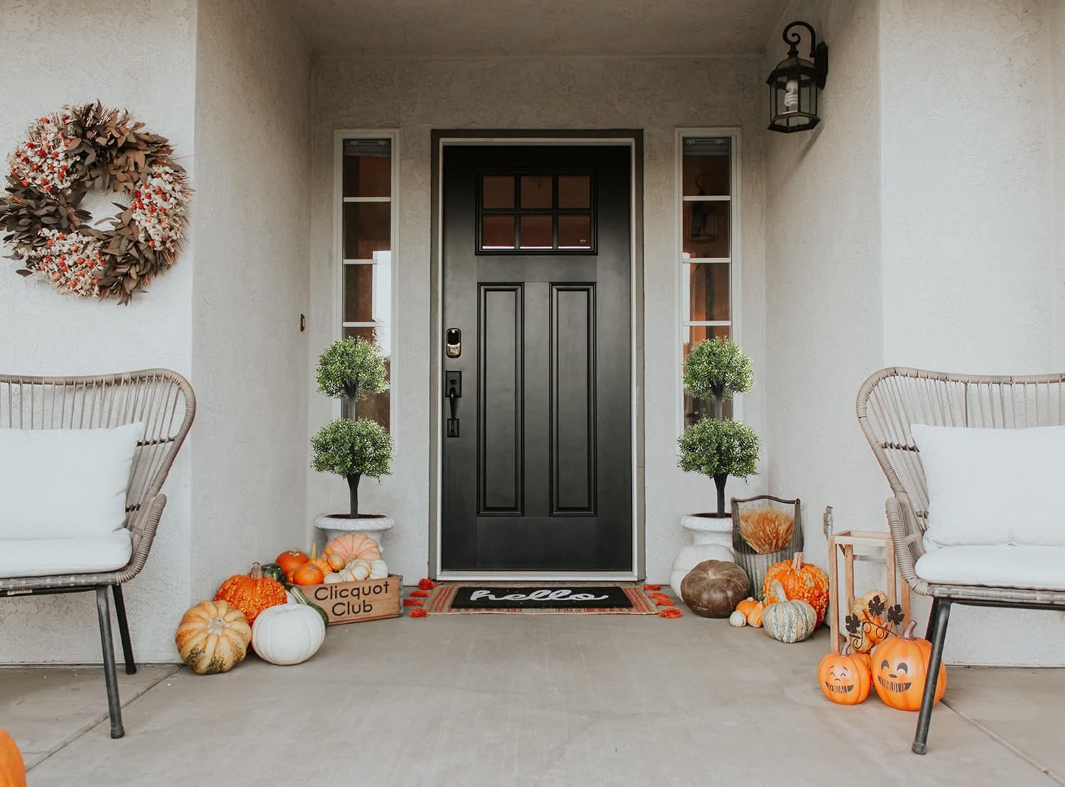 Artificial Topiary Trees Outdoor Boxwood Double Ball 40''T Potted Plants Home Decor 2 Pack