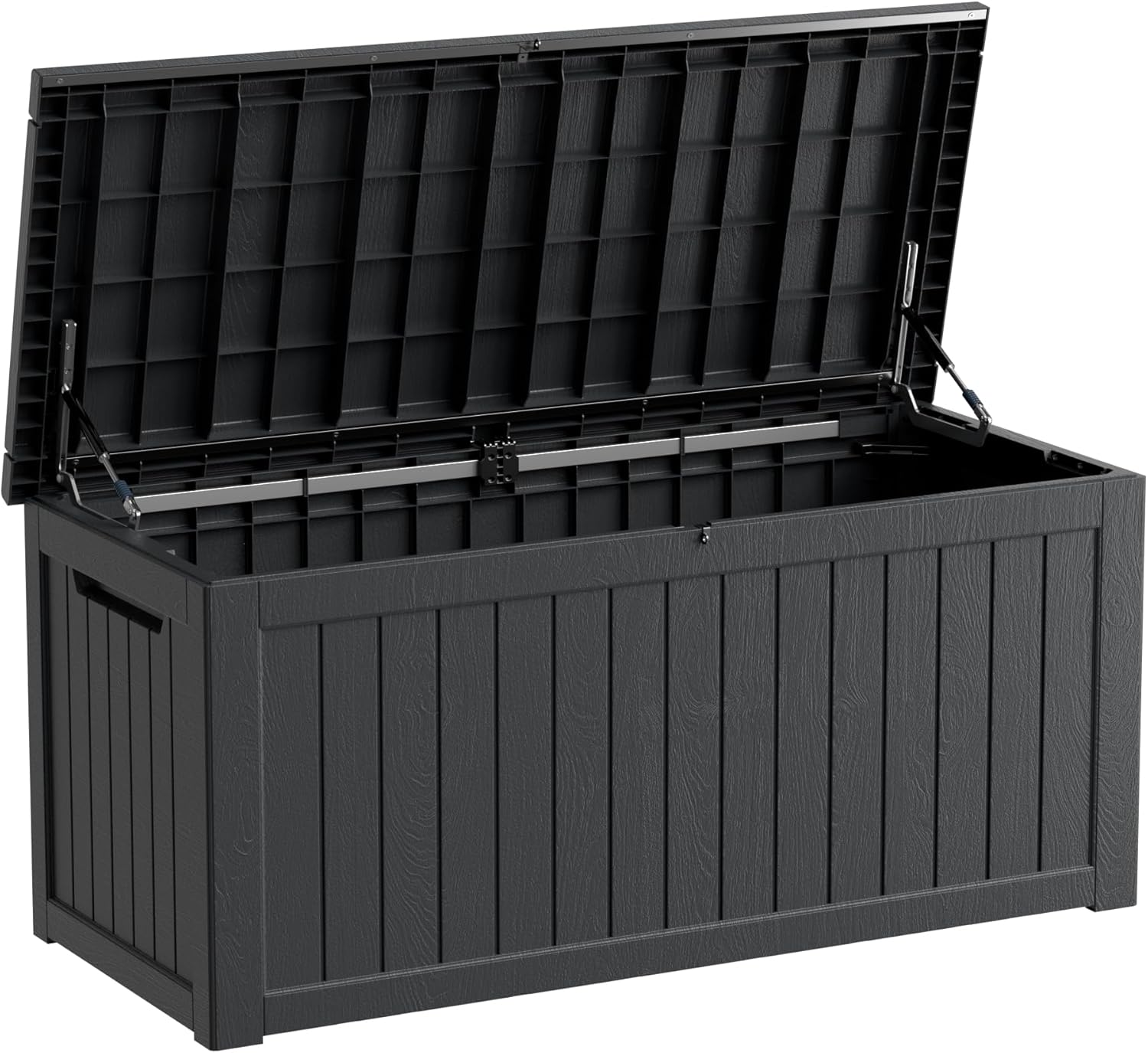 270 Gallon Waterproof Large Resin Deck Box Indoor/Outdoor Lockable Storage Container and Seating for Garden, Pool, and Patio (270 Gallon, Black)