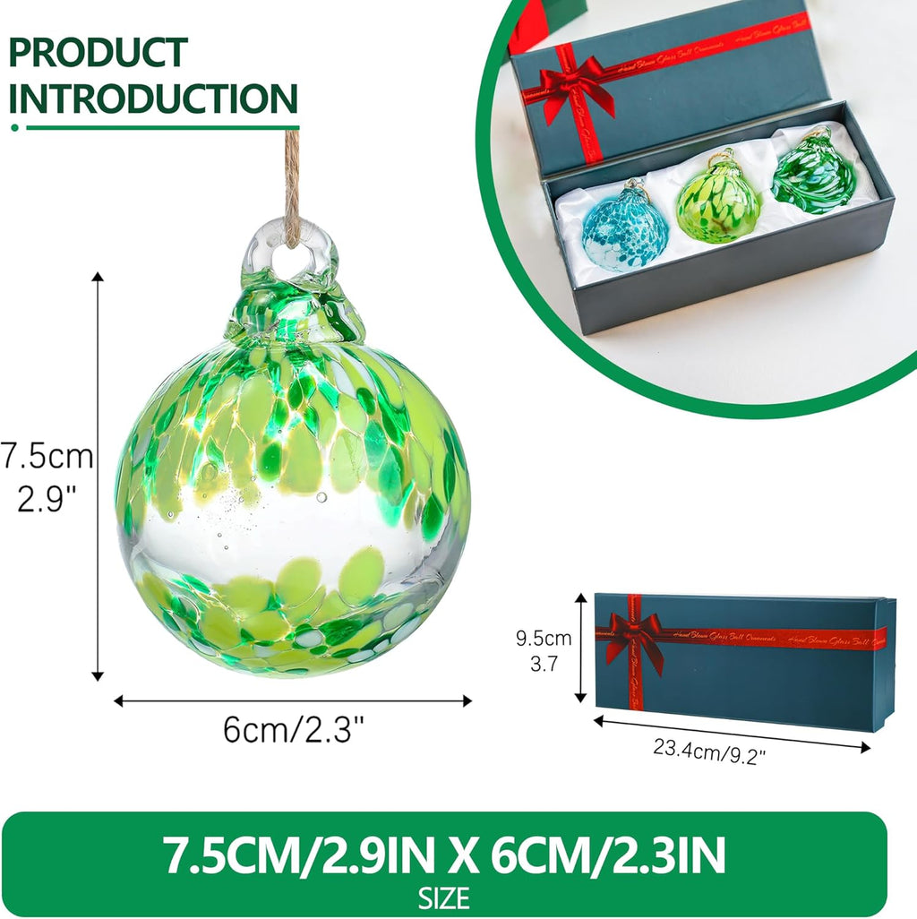 3pcs Hand Blown Glass Gazing Balls Hanging Friendship Ball Decor for Home Garden Patio