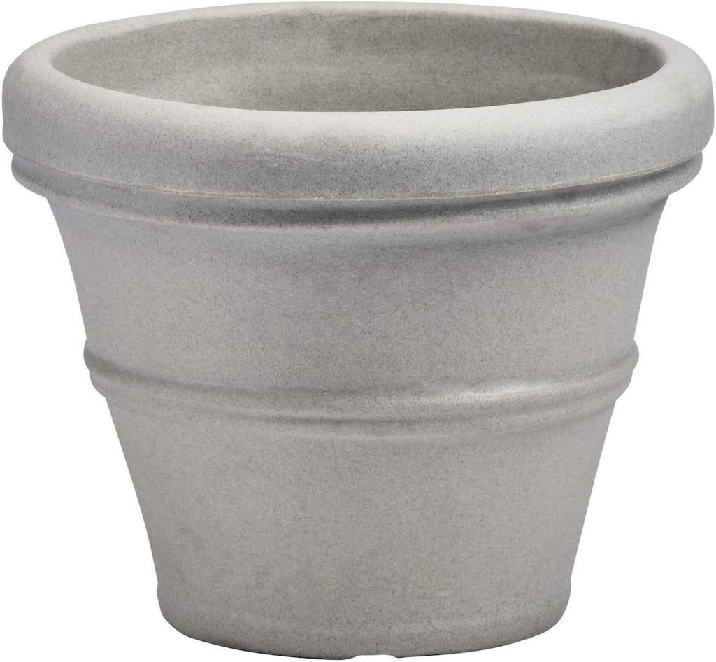 Crescent Garden Brunello Planter, Classic Rolled-Rim Plant Pot, 31-Inch (Weathered Concrete)