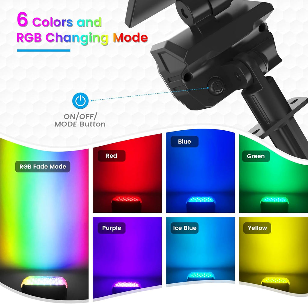 VOLISUN Solar Spot Lights Outdoor Waterproof IP67, 27 LED with 6 Color Changing Landscape Lights for Outside Yard Garden Pathway(2 Pack- RGB)