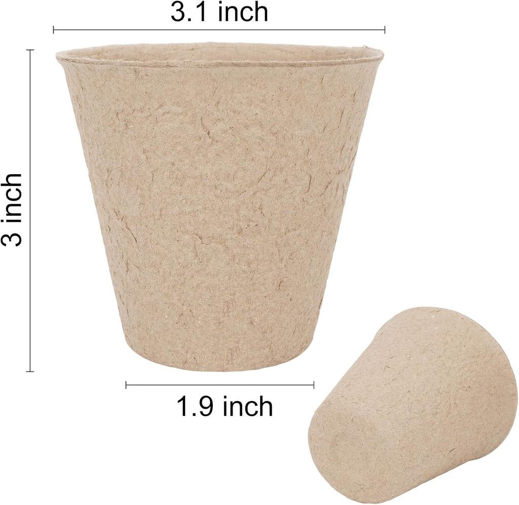 30 Packs Peat Pots, 3.1 Inch Seed Starting Pots Without Drainage Holes, Biodegradable Round Nursery Pot, Starting Seeds of Vegetables, Herbs, and Flowers