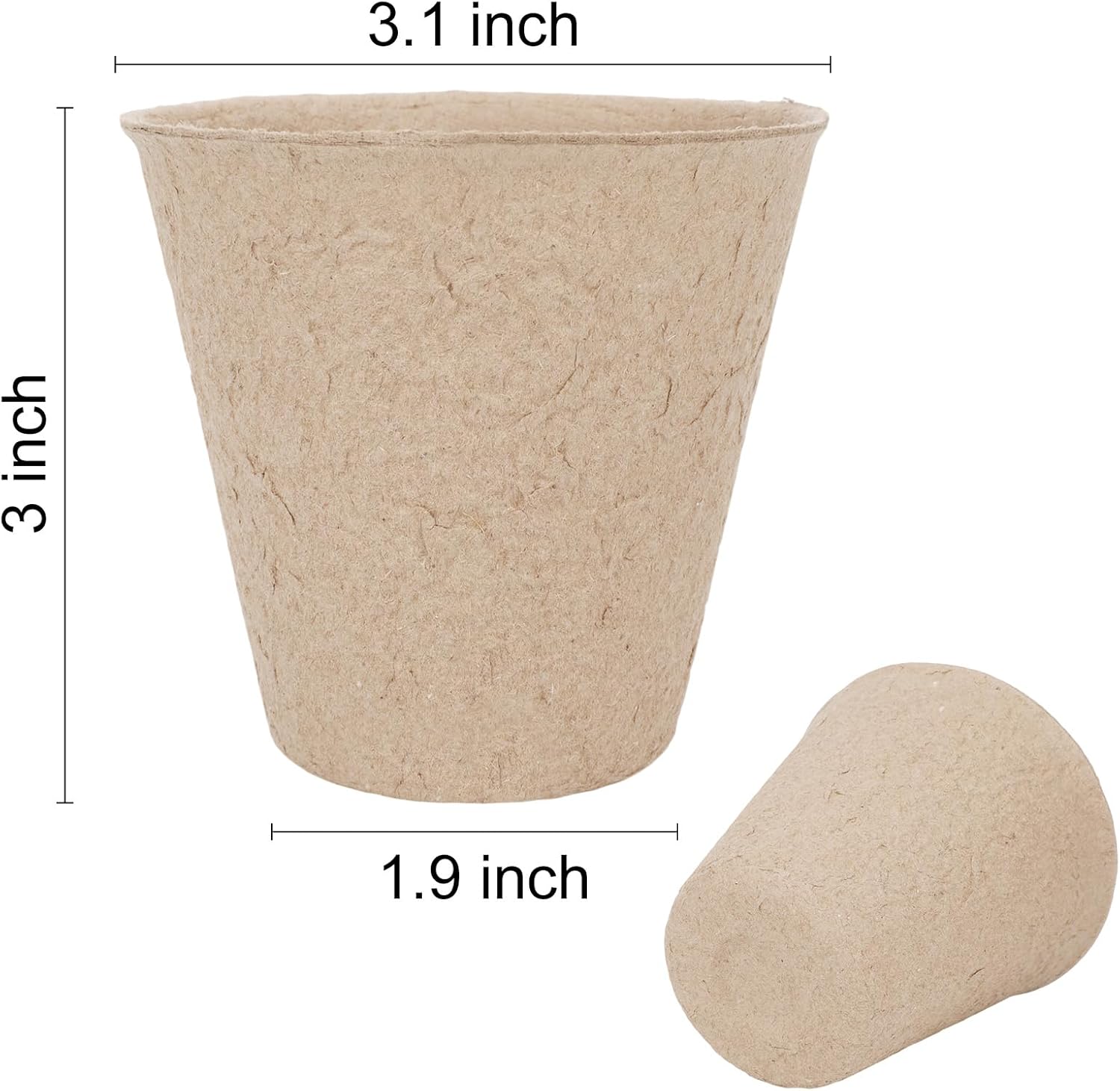 30 Packs Peat Pots, 3.1 Inch Seed Starting Pots Without Drainage Holes, Biodegradable Round Nursery Pot, Starting Seeds of Vegetables, Herbs, and Flowers