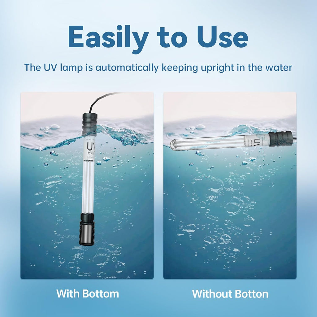 Pond UV Light for Fish Tank UV Pond Water Clarifier for 100-3000 Gallon UV Pond Filter for Outdoor Pond Swimming Pool and Spa Large Fish Tank UV Light Aquarium for Koi Pond Algae Control（42W）