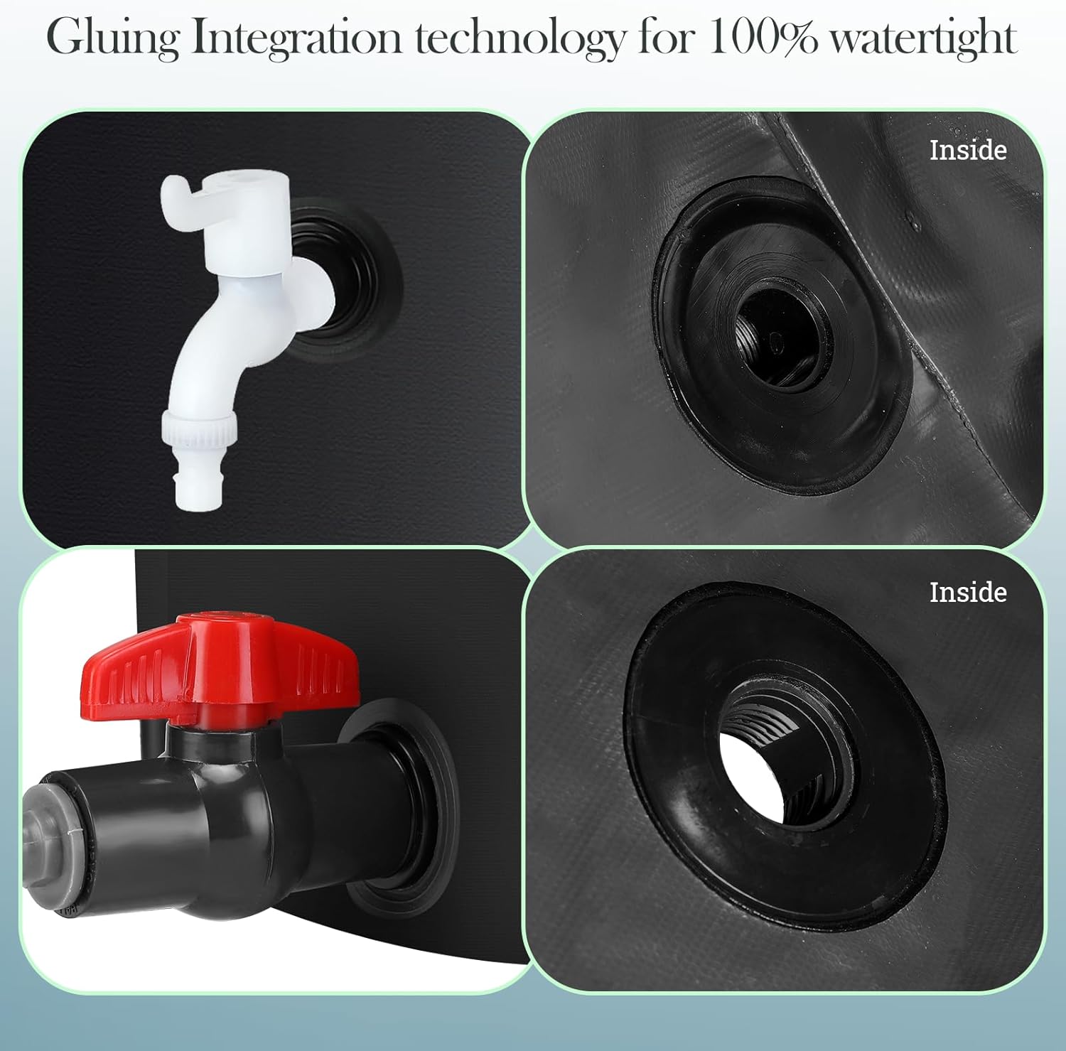 53 Gallon Collapsible Rain Barrel, SKM Portable Rain Water Collection Barrel for Garden/Outside/Lawn, PVC Rainwater Collection System Water Tank Storage Container with Spigots & Overflow Kit, Black