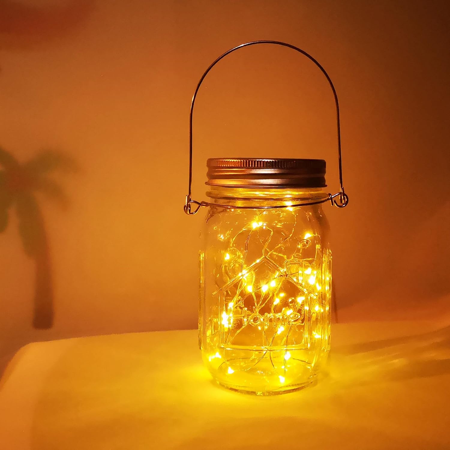 Solar Mason Jar Lights,4 Pack 30 Led Starry Fairy String Hanging Jar Lights,Solar Lanterns for Outdoor Patio Party Garden Wedding Christmas Decorations Lights(Mason Jars/Handles Included)