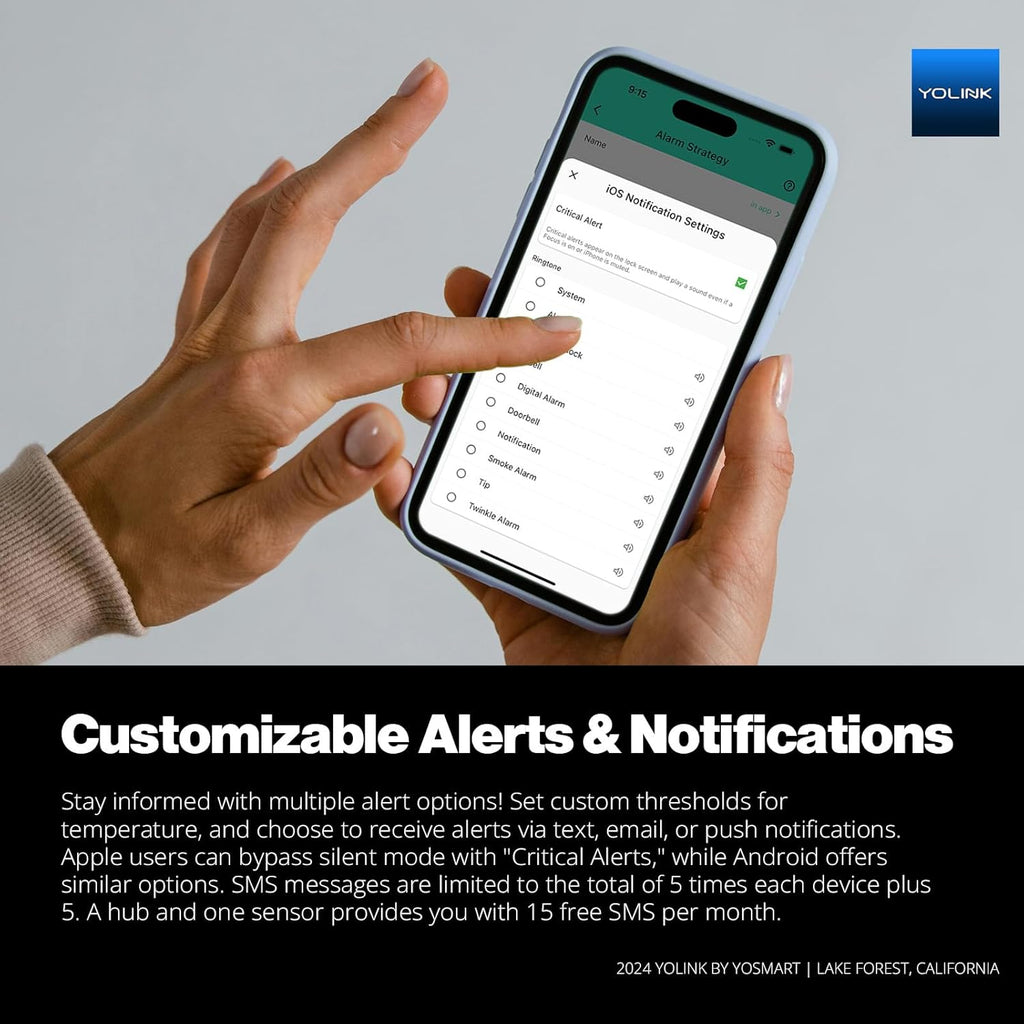 YoLink Smart Freezer Thermometer, LoRa Wireless Fridge Temperature Sensor 3-Pack, Ideal for Refrigerator, Freezer, Greenhouse, Pet Cage, App & SMS Alerts, 5-Year Battery, Hub Included