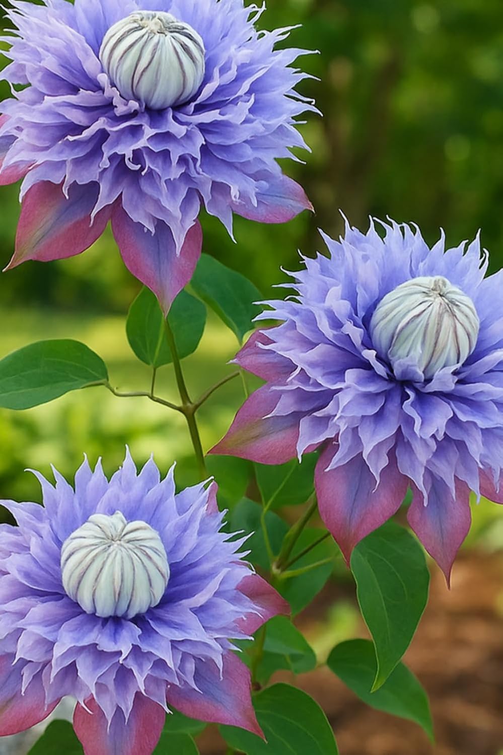 Perennial Farm Clematis x Viticella Diamantina Hybrid– Live Regal® Series Clematis in 4 Quart Container, Large Double Purple Blooms, Long Blooming, Compact Climber, Ideal for Trellises & Containers