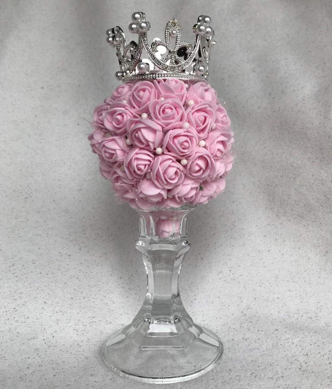 Mini Fake Rose Flower Heads 144pcs Mini Artificial Foam Roses DIY Wedding Flowers Accessories Make Bridal Hair Clips Headbands Dress (Bottom add Gauze) for Valentines Day,Wedding,Bridal (Light Pink)