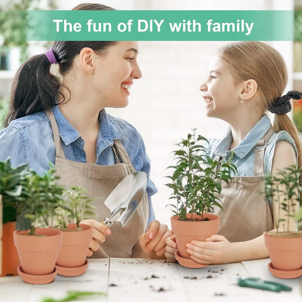 6 Inch Clay Pot for Plant with Saucer, Flower Pot with Tray, 8 Pack Small Terra Cotta Plant Pot with Drainage Hole, Great for Plants, DIY Crafts, Wedding Favor (6inch 8pack)