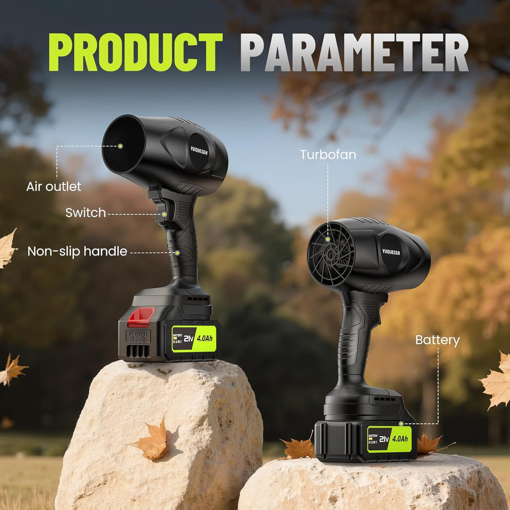 Cordless Leaf Blower 990,000 RPM - 21V Electric Leaf Blower with 4.0Ah Battery & Charger - Ultra Lightweight Handheld Blower for Patio, Garden, Driveway