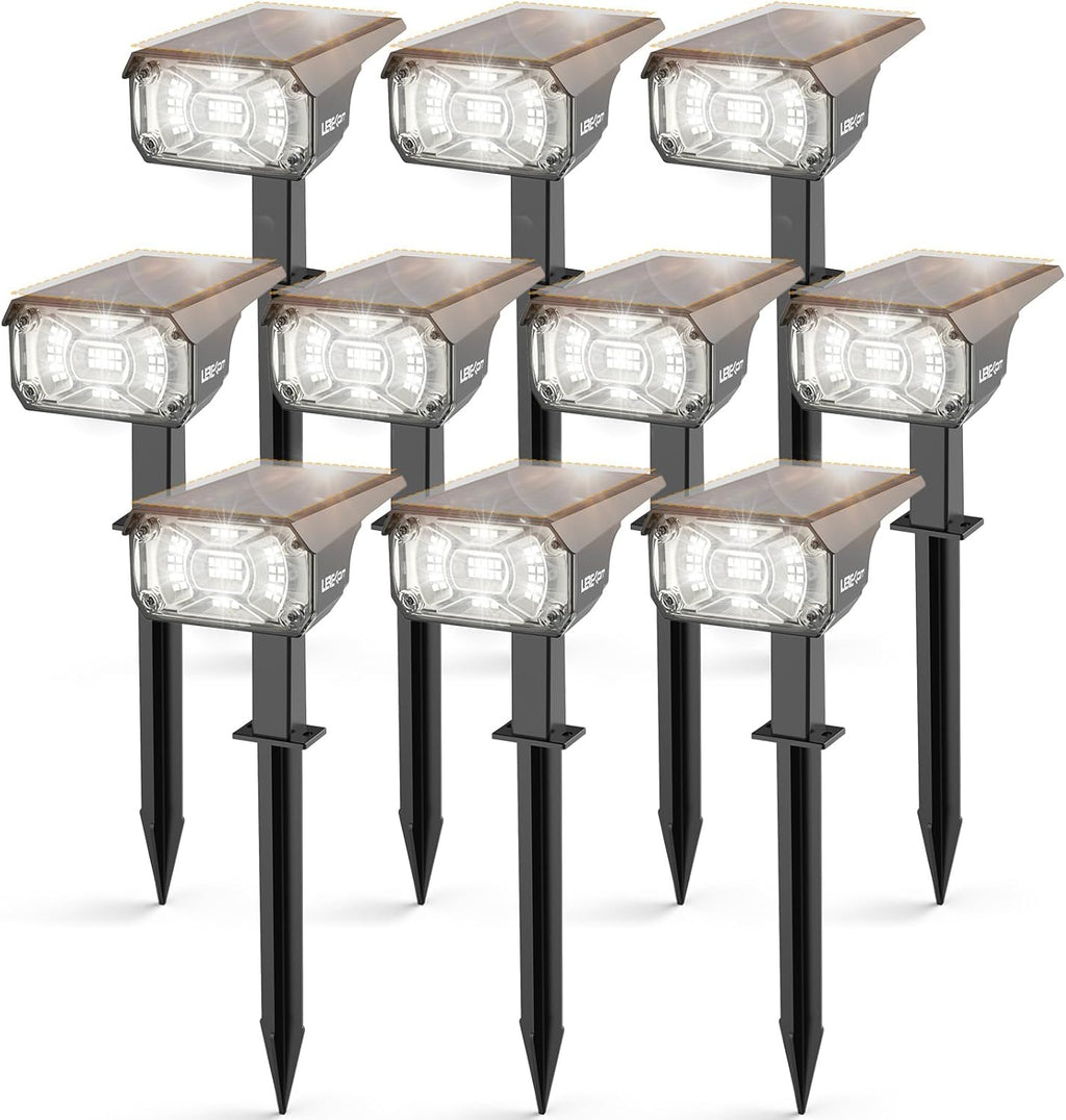 Solar Spot Lights,IP65 Waterproof 40 LED's Landscape Spotlights,3 Modes Outdoor Garden Lights, 360 Adjustable Lighting Angle, Solar Powered Wall Lights for Yard Porch 10 Pack