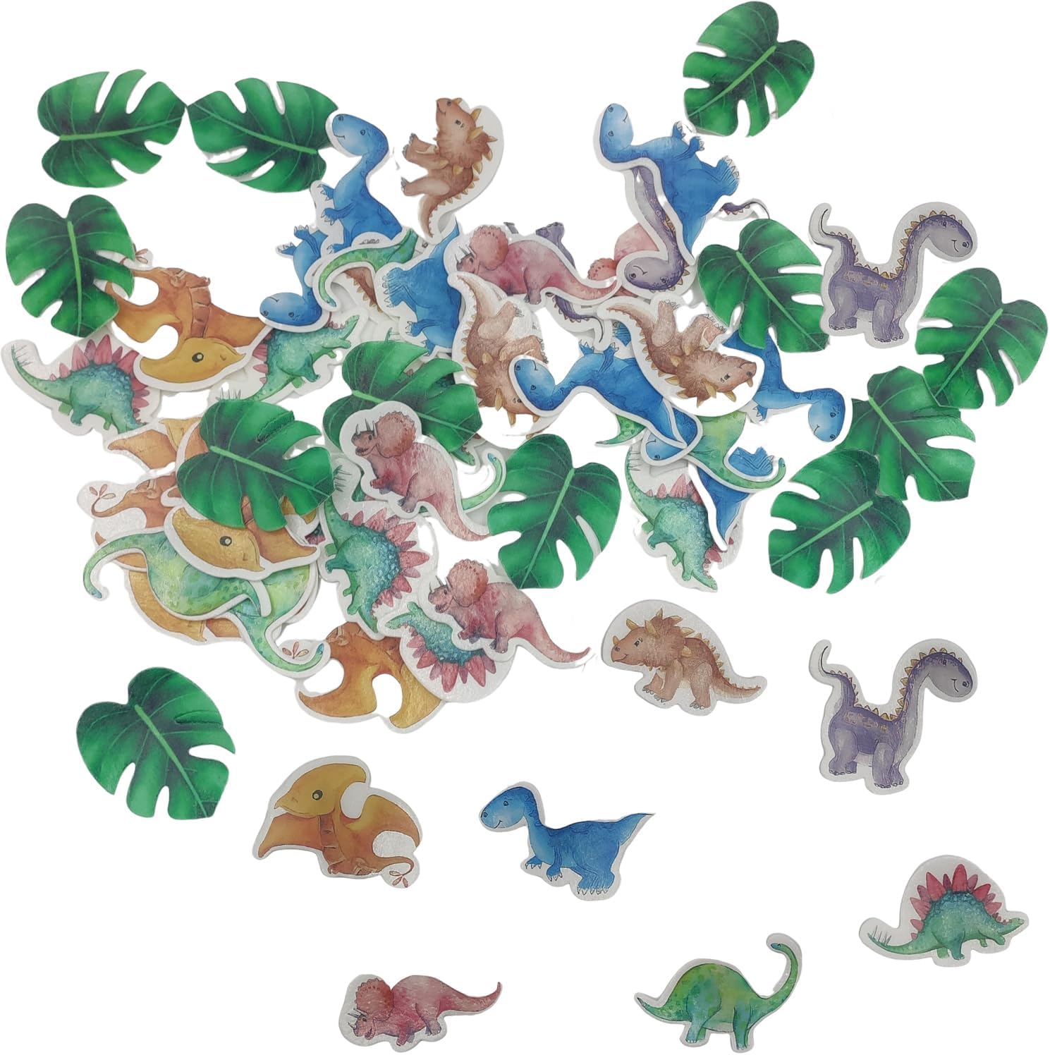 62pcs Edible Dinosaur and Turtle Back Leaves Cake Topper Cupcake Toppers Wedding Themed Party Birthday Cake Decoration Mixed Size & Colour(Tasteless)