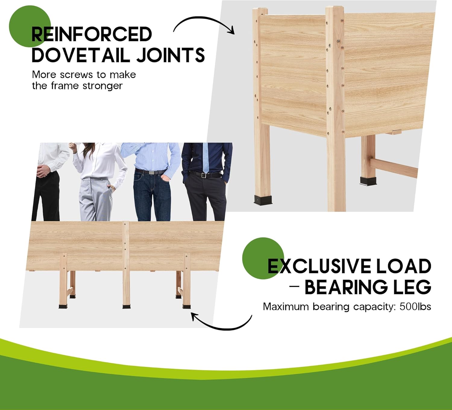 Amerlife 8x2 Ft Raised Garden Bed, 16 Inch Depth Featuring Legs, Drainage Holes, Ideal for Vegetables, Flowers, Herbs, Elevated Wood Planter Box for Balcony, Patio, Backyard, Easy Assembly