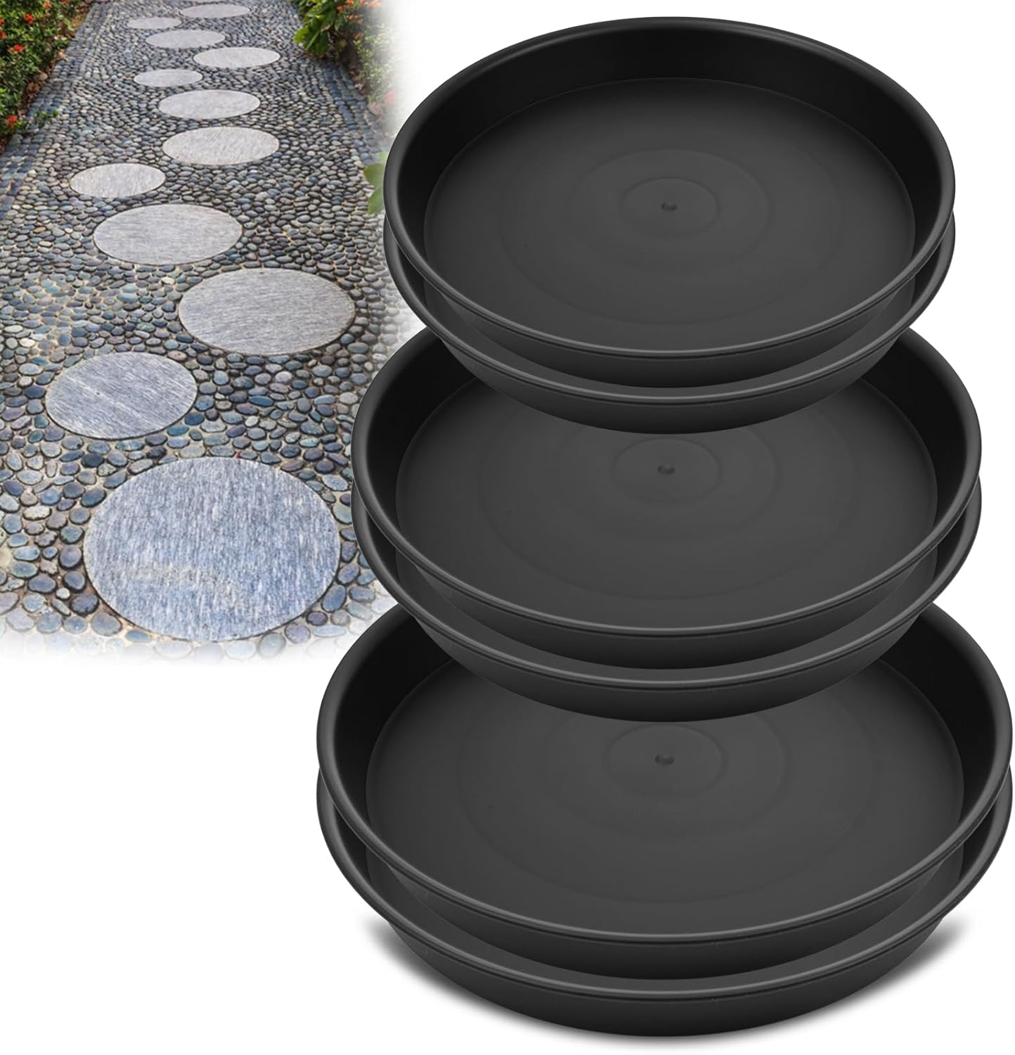 3 Size Round Stepping Stone Molds, 8.8''/10''/ 11.2'' Reusable Concrete Mold for Garden Stepping Stones Large Tray for Concrete and Stained Glass for Garden Walk Way