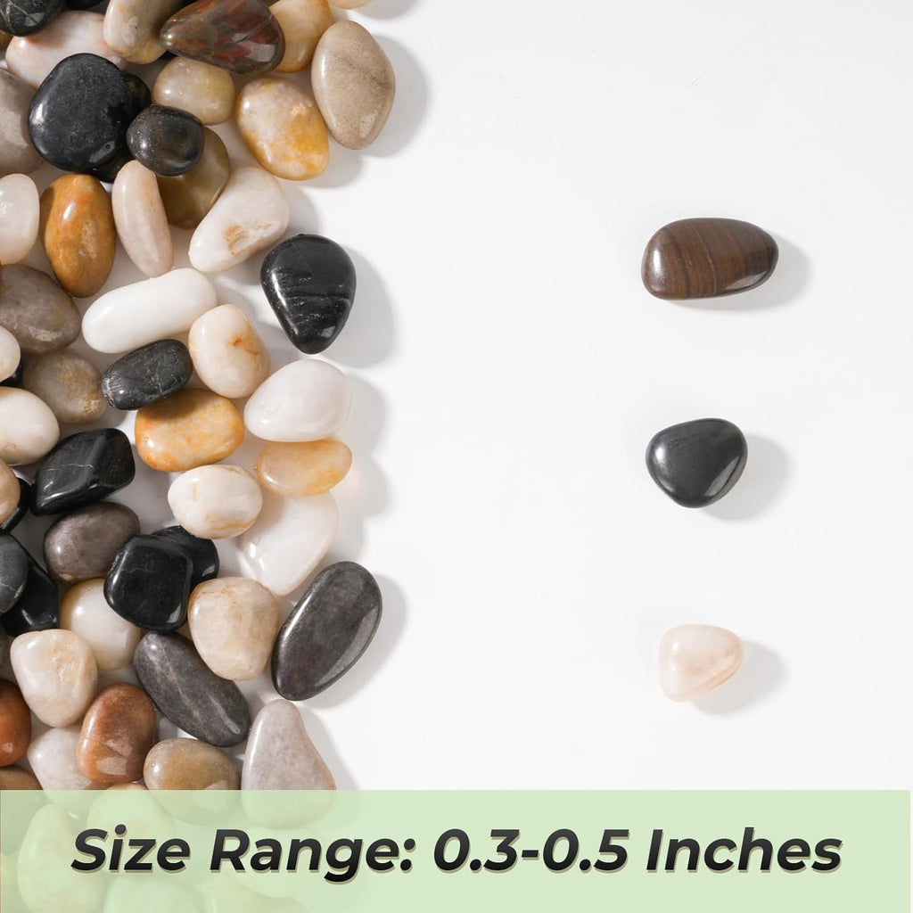 SIDONG 10 LB Mixed River Rocks, 0.3-0.5 Inches High Polished Pebbles for Indoor Plants, Aquarium Rocks Used in Fish Tank, Decorative Stones for Plants, Vases, Home Décor, Crafting, Garden Landscaping