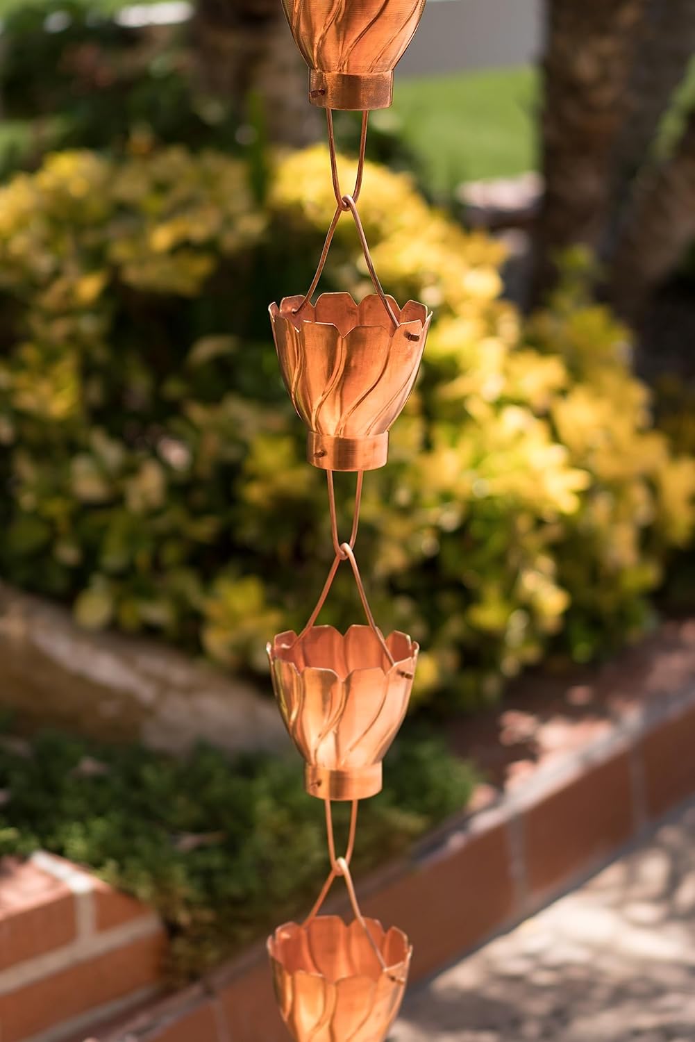 Monarch Rain Chains Pure Copper Akira Rain Chain, 8.5 ft Decorative Rain Catcher Chain for Gutters, Large Rain Chains for Outside, Rain Gutter Replacement Downspout